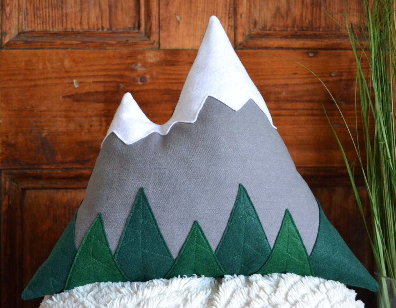 Light grey mountain pillow Mountain cushion modern rustic