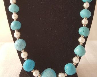 Pale Blue Stone Necklace - Blue Stone Necklace - Blue Necklace - Light Blue Necklace - Pale Blue Necklace - Stone Necklace -Women's Necklace