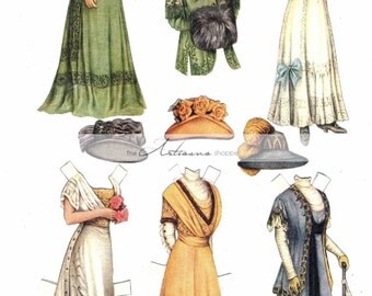 Antique Victorian Paper Doll - Digital Download Printable Instant Art - Paper Crafts Scrapbook Altered Art - Print and Cut Paper Doll