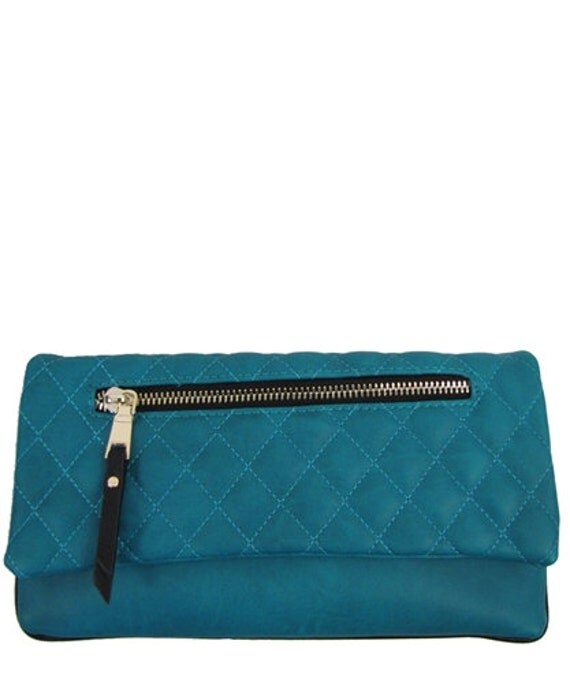 Items similar to Teal Quilted with Gold Clutch Handbag on Etsy