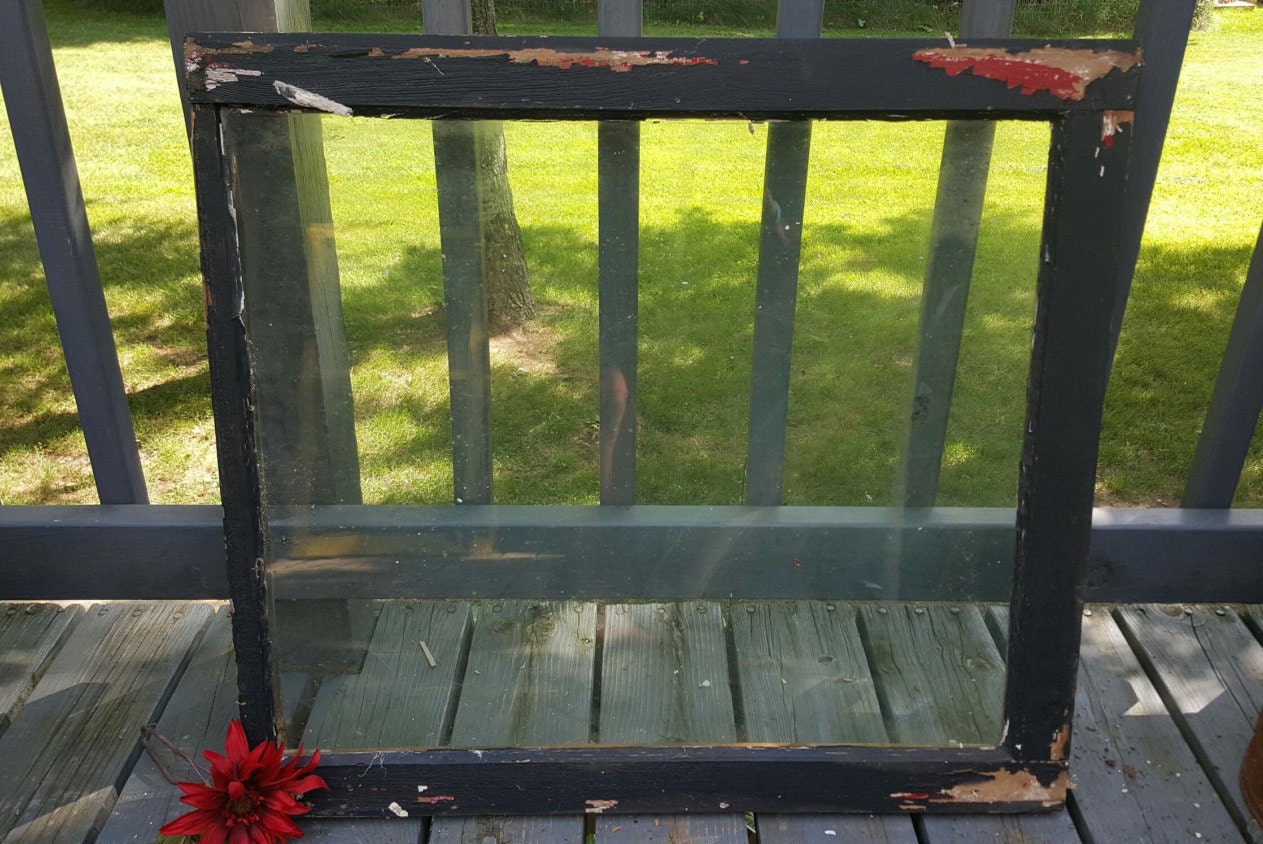 Vintage Wood Window Frame Single Pane Reclaimed Wood Window