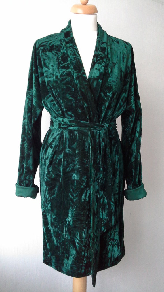 green crushed velvet coat