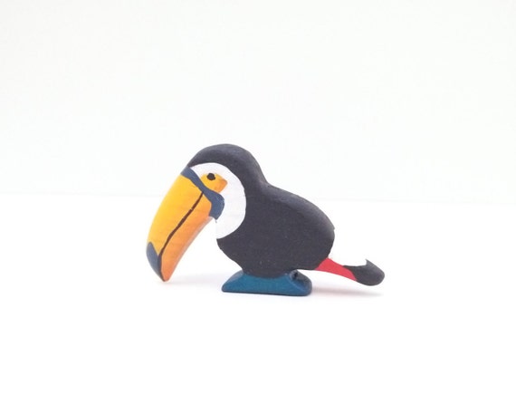 Wooden toucan toy Wooden Bird toy Pretend by WoodenCaterpillar