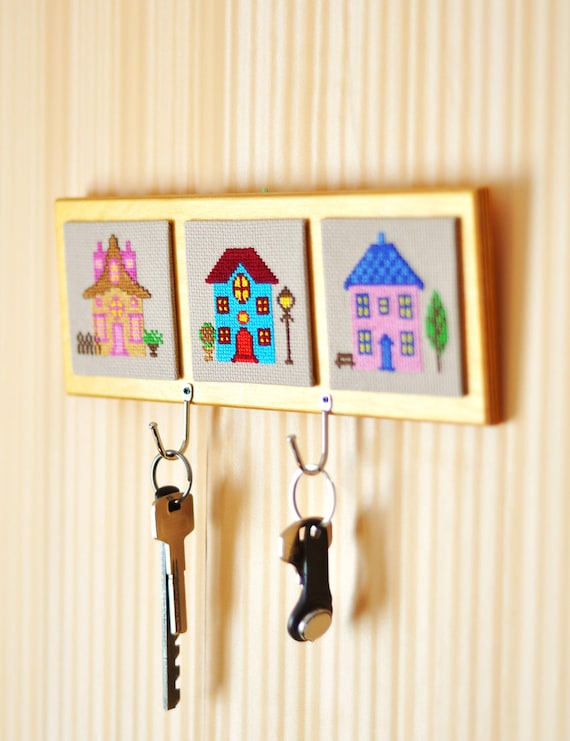Key holder wall Home Decor Key rack embroidery by TimeForStitch Key holder wall Home Decor Key rack embroidery by TimeForStitch