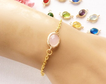 Birthstone bracelet, October birthstone, October birthday, quartz birthstone, Bridesmaids gift, birthstone, Customizable Birthstone Pendant
