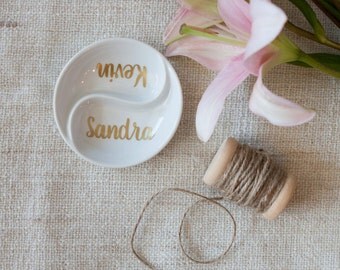 Personalized Ring Dish, Couple Jewelry Holder, Jewelry Dish, Engagement Gift