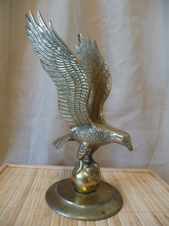 large heavy brass vintage eagle statue almost a foot tall large heavy brass vintage eagle statue almost a foot tall