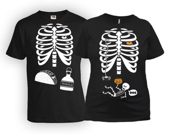 Halloween Pregnancy Shirt Maternity T Shirt Baby Announcement Couple Costumes Skeleton Gifts For Expecting Mothers New Dad Shirt MAT-20-167