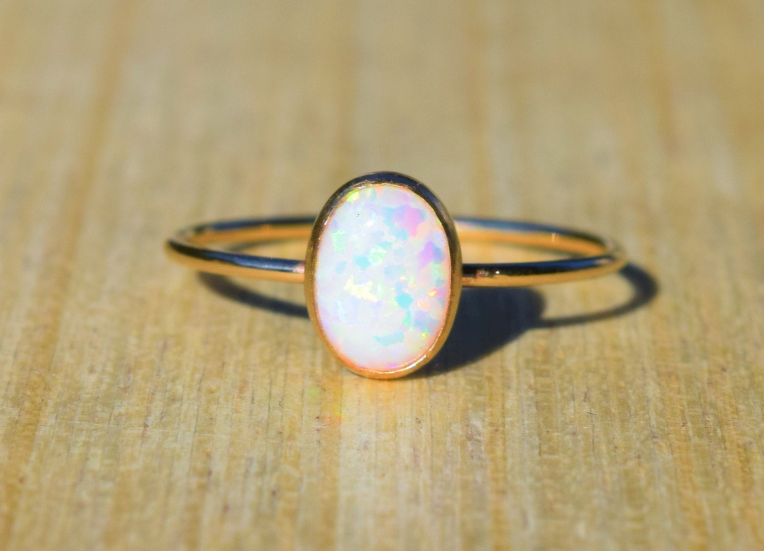 Gold Opal Ring Delicate Gold Ring Stacking Ring Stacking