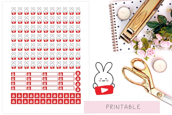 Items similar to Youtube Stickers, Printable Youtube Planner Stickers ...