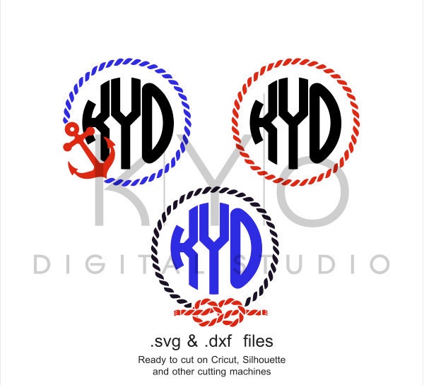 Rope Monogram SVG cutting file Anchor Rope Monogram Frame