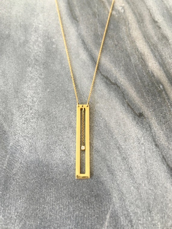 Vertical Gold Bar Necklace Gold Bar Necklace by NebulaNYC on Etsy