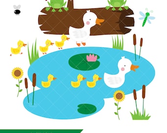 Clip Art Pond Clipart pond clipart etsy duck mother and ducklings clip art