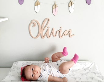 Nursery Name Sign for Baby Bedroom Wall Decor Wooden Letters Kids Baby Room Personalized Hanging Name Baby Shower Gift (Item - NNS500)