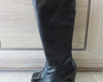 black moccasin boots knee high