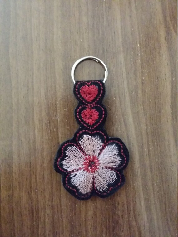 In the hoop embroidered key chain ITH embroidery design