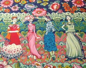 Frida Fabric, Frida Kahlo, La Catrina Marine, ALL FIGURES, Foklorico, Alexander Henry, Day of the Dead, Dia de Los Muertos, Border Print