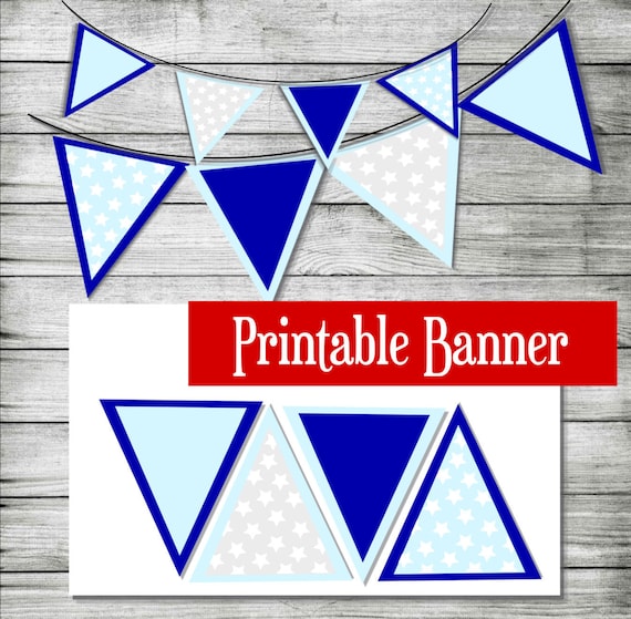 Printable Blue Star Banner | printable blue star birthday banner digital banner diy Printable Blue Star Banner | printable blue star birthday banner digital banner diy