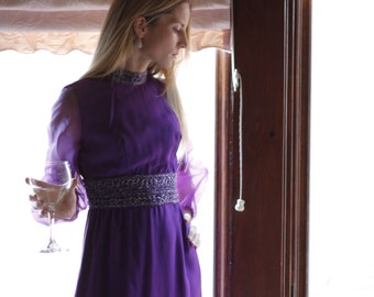 1960s Purple Cocktail Dress