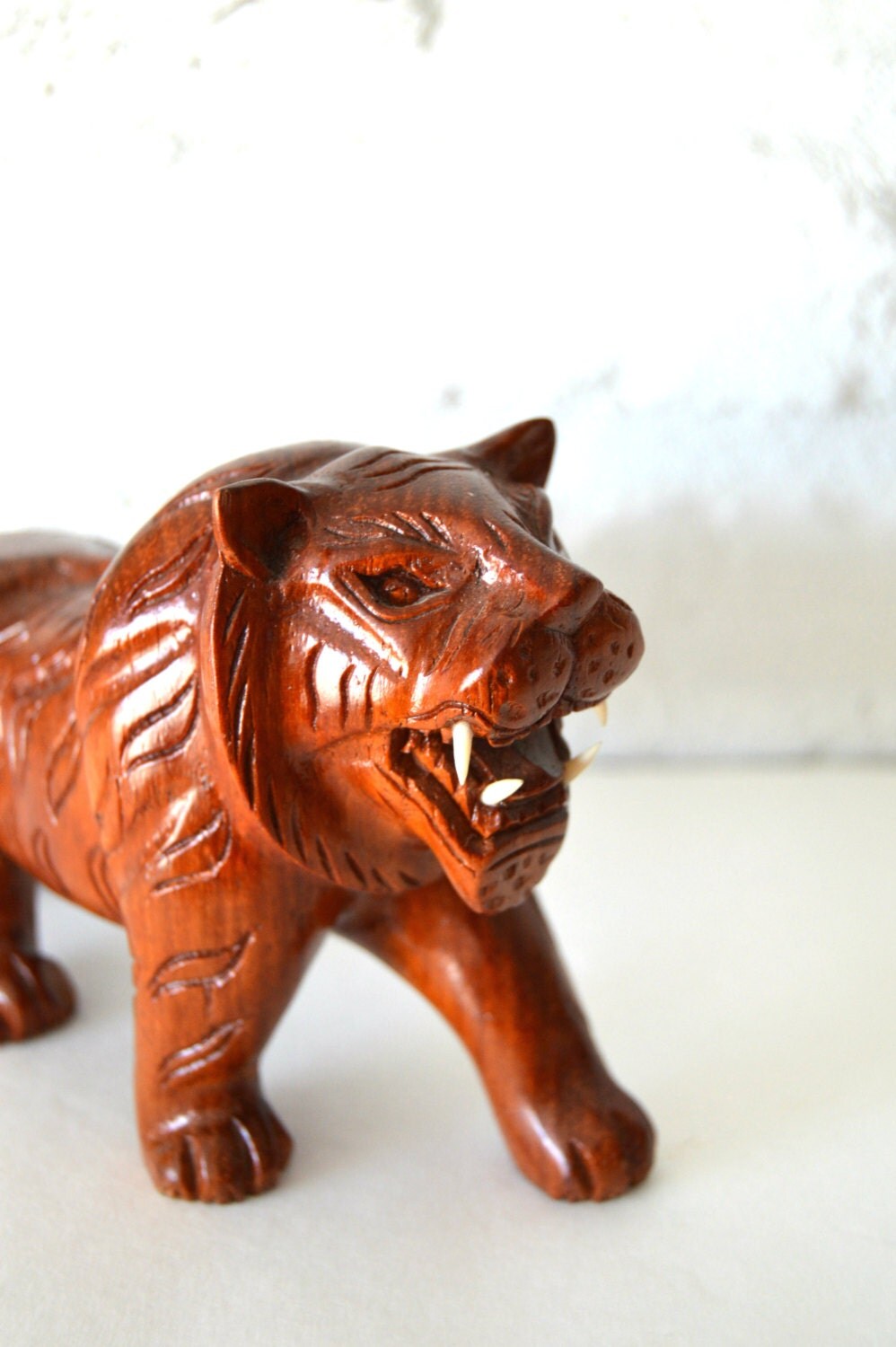 wooden tiger sculpture