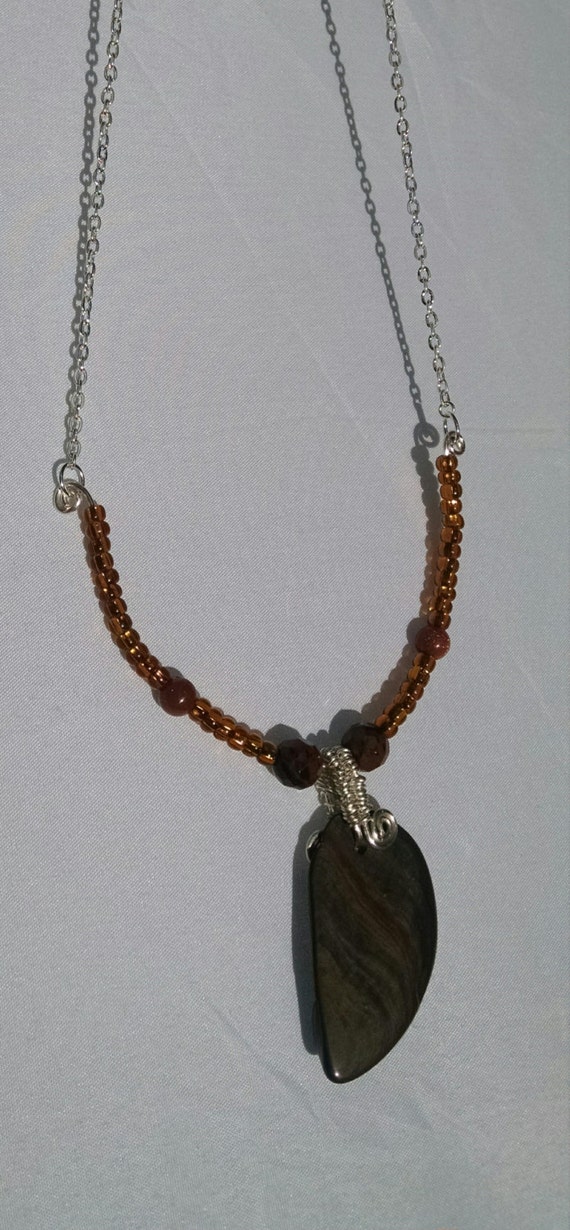 Gold Sheen Mahogany Obsidian Pendant Protective Calming