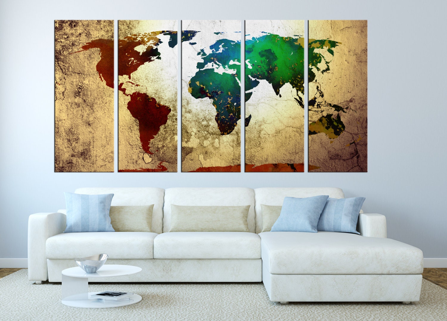 Large world map canvas print wall art large world by ArtCanvasShop