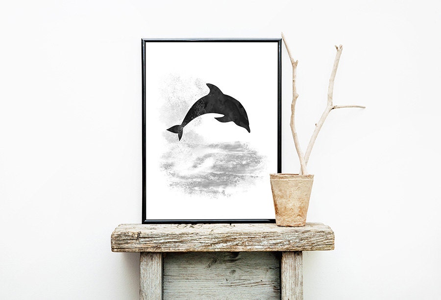 Dolphin art dolphin print wall art printable wall by NeroliDesign