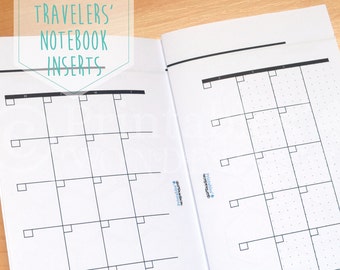 Printable calendar inserts for Midori TN undated monthly inserts - Midori Traveler's notebook inserts