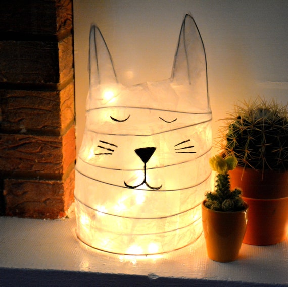 Cat Lamp Sleeping Cat Cat Lover Gift Cat Light White