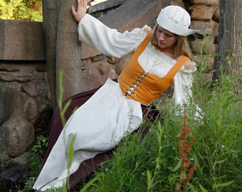 Medieval Peasant Bonnet Renaissance Hat Women's Cotton