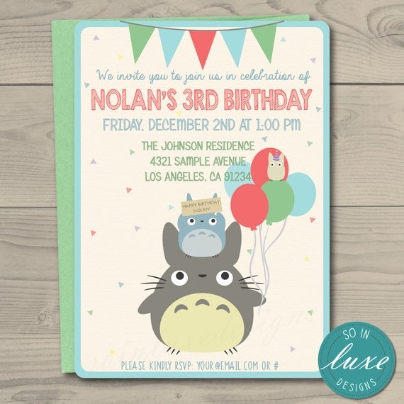 Totoro Party Invitations 1