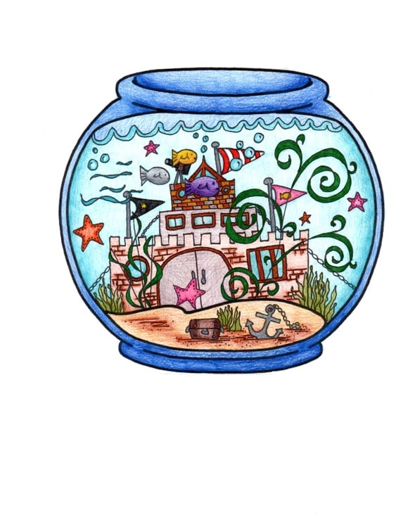Fish Bowl Coloring Page