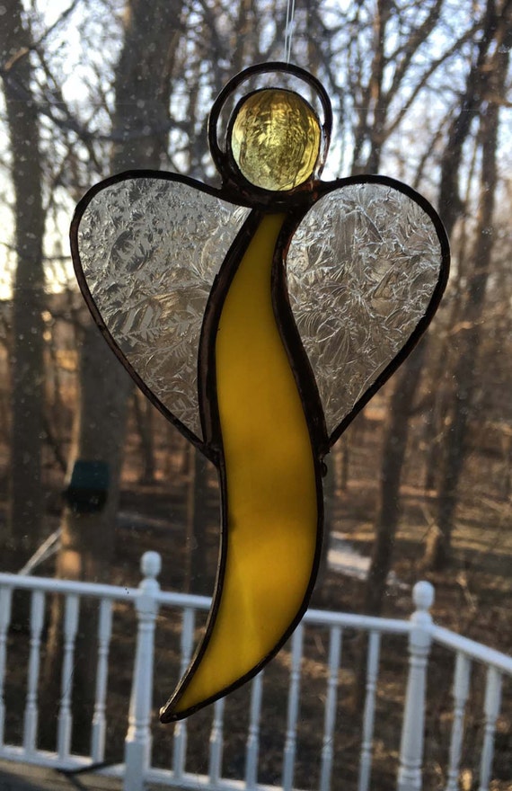 Angel 9. Stained Glass Suncatcher by MacsTouchOfGlassArt on Etsy