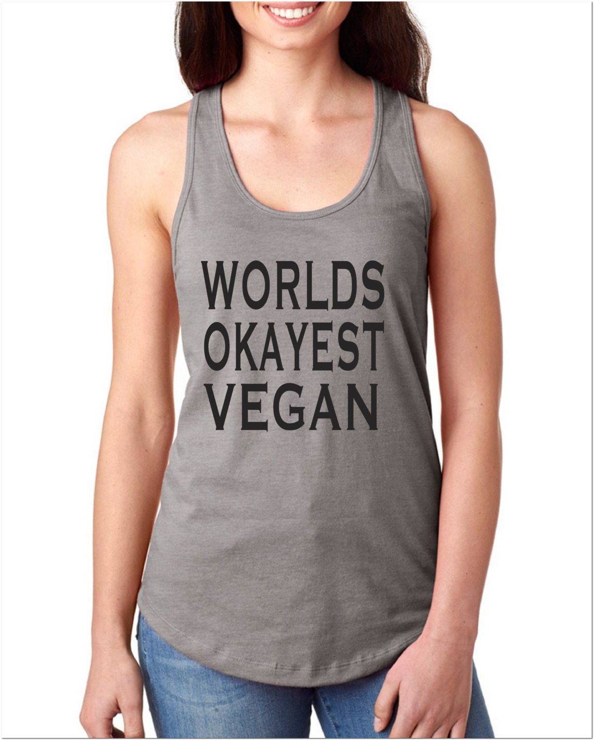 Vegan Women's Racerback Tank Top Worlds Okayest Vegan