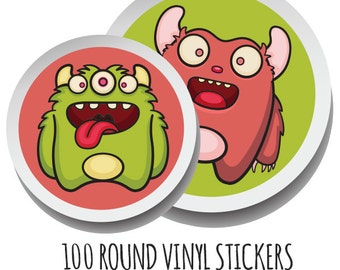 Custom Waterproof Stickers- 100, Round Vinyl Stickers, Round Labels, Waterproof Labels, Product Labels, custom stickers, custom labels,