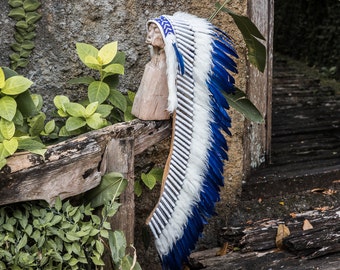 Blue indian headdress / Indian headdresses / War bonnet / Native american indian costume