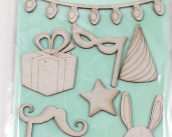 10 chipboard 3D stickers for scrapbooking and card making or decorating, Rahmenn (party)