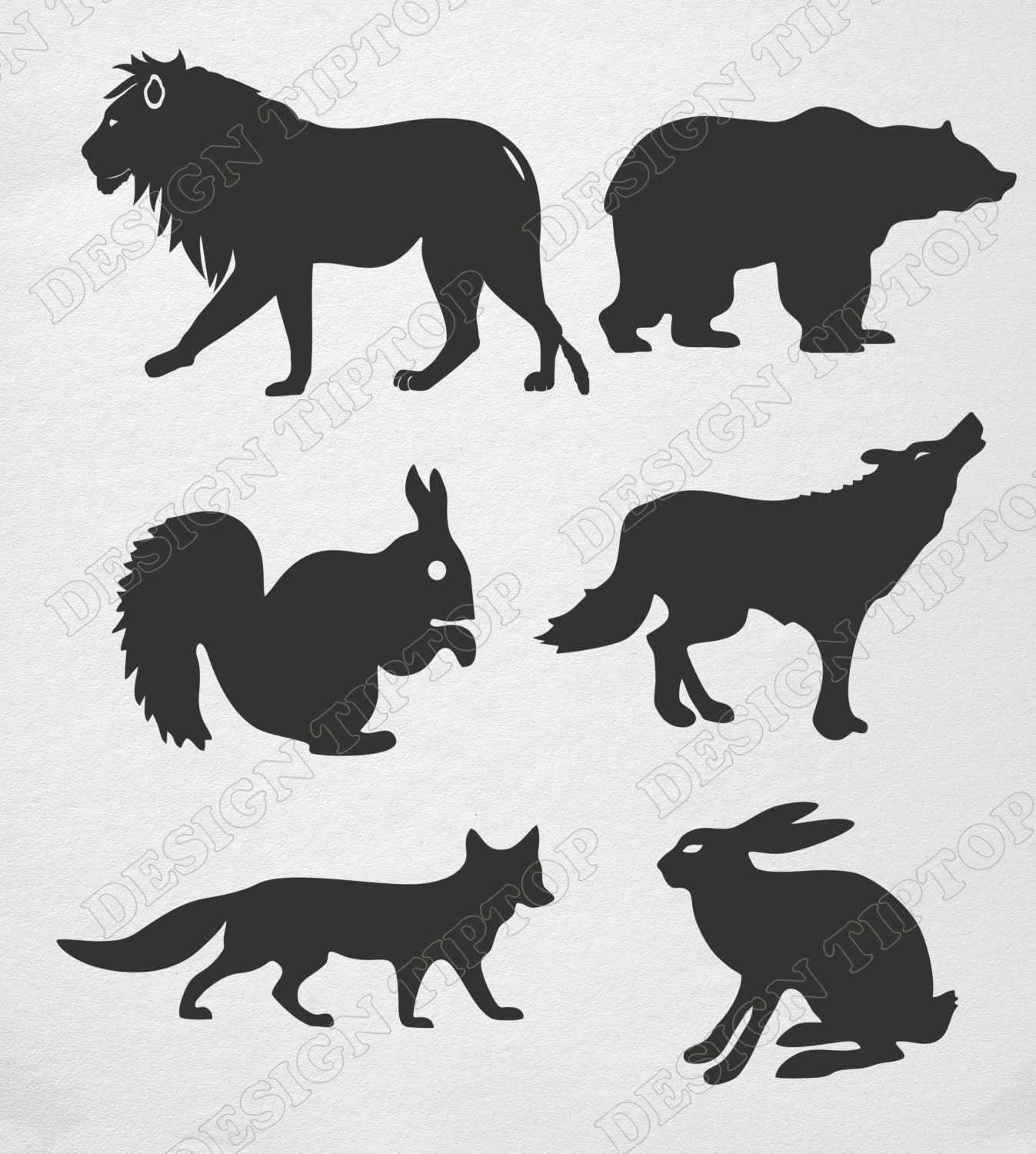 Animals silhouette svg dxf png print and cut files Сricut