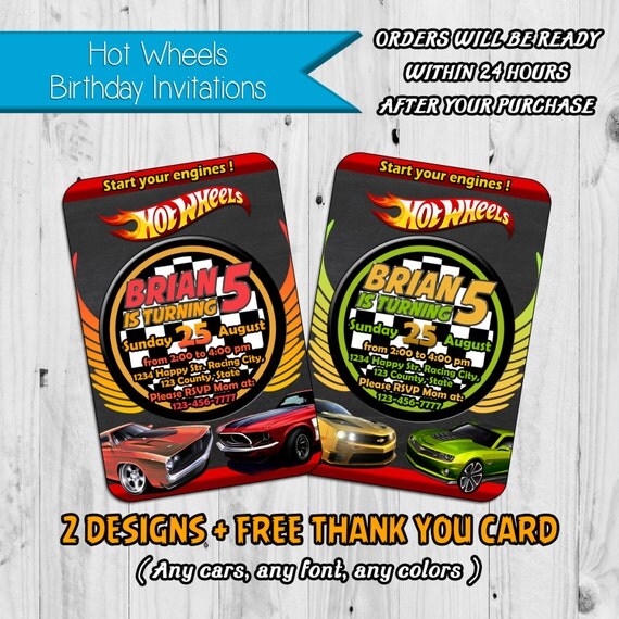 Hot Wheels Inspired Birthday Invitation Free Thank You Card