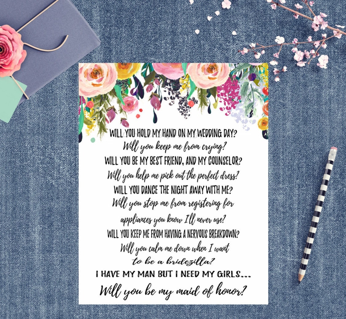 Maid of Honor Invitations Will You Be My Maid of Honor Wedding