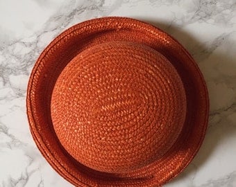 persimmon orange bowler hat / straw bowler sun hat