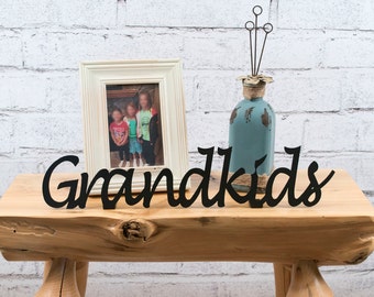 Grandkids Sign, Grandchildren Sign, Grandkids Metal Sign, Grandkids Shelf Sign, Grandma Gift, Gifts for Grandma