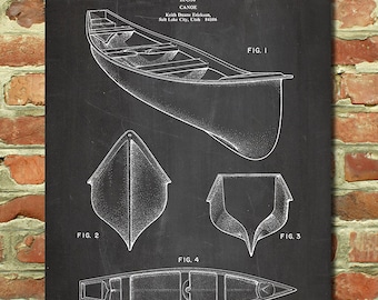 Lake House Decor, Canoe Art, Kayaking Gift, Cottage Decor, Lake House Art, Kayak Gift, Canoe Decor, Cottage Art, Canoe Patent Print P042