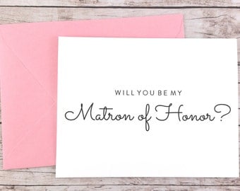 Will You Be My Matron of Honor Card, Matron of Honor Proposal Card, Wedding Card, Matron of Honor Gift, Bridal Party Card - (FPS0016)