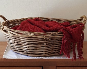 Large Rustic Basket Handmade Woven Wood Basket with Handles~Wedding Card Basket