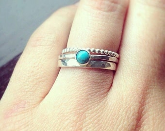 Stacking Rings, Turquoise Ring, Silver stacking rings, Rings Set, Turquoise jewellery, Silver Rings, December birthstone, UK rings