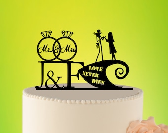 Wedding Cake Topper - jack and sally cake topper - jack sally wedding - wedding decor jack and sally - Wedding Topper jack sally L2-01-017