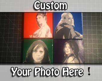 Personalized Stencil on Canvas - Custom Made to Order - 6 in x 6 in - Your customized stencil spray art on canvas!!