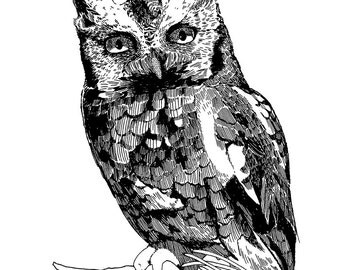 Items similar to Owl Woodblock Original Art Print on Etsy