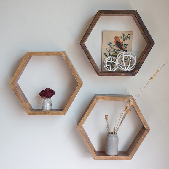 Set of 3 Hexagon Shelves by DenneheyDesign on Etsy